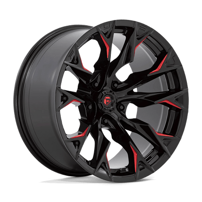 Fuel 1PC D823 FLAME 20X10 -18 5X139.7 GLOSS BLACK MILLED WITH CANDY RED