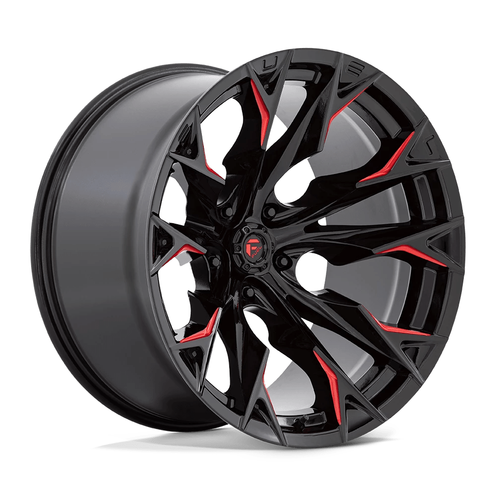 Fuel 1PC D823 FLAME 22X12 -44 5X127 GLOSS BLACK MILLED WITH CANDY RED