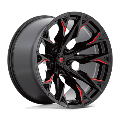 Fuel 1PC D823 FLAME 22X12 -44 5X127 GLOSS BLACK MILLED WITH CANDY RED