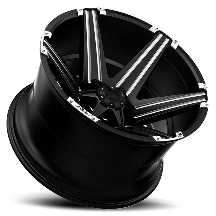 Tuff T12 26X12 -45 8X170/8X6.7 SATIN BLACK W/ MILLED SPOKES AND BRUSHED INSERTS