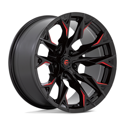 Fuel 1PC D823 FLAME 20X10 -18 5X139.7 GLOSS BLACK MILLED WITH CANDY RED
