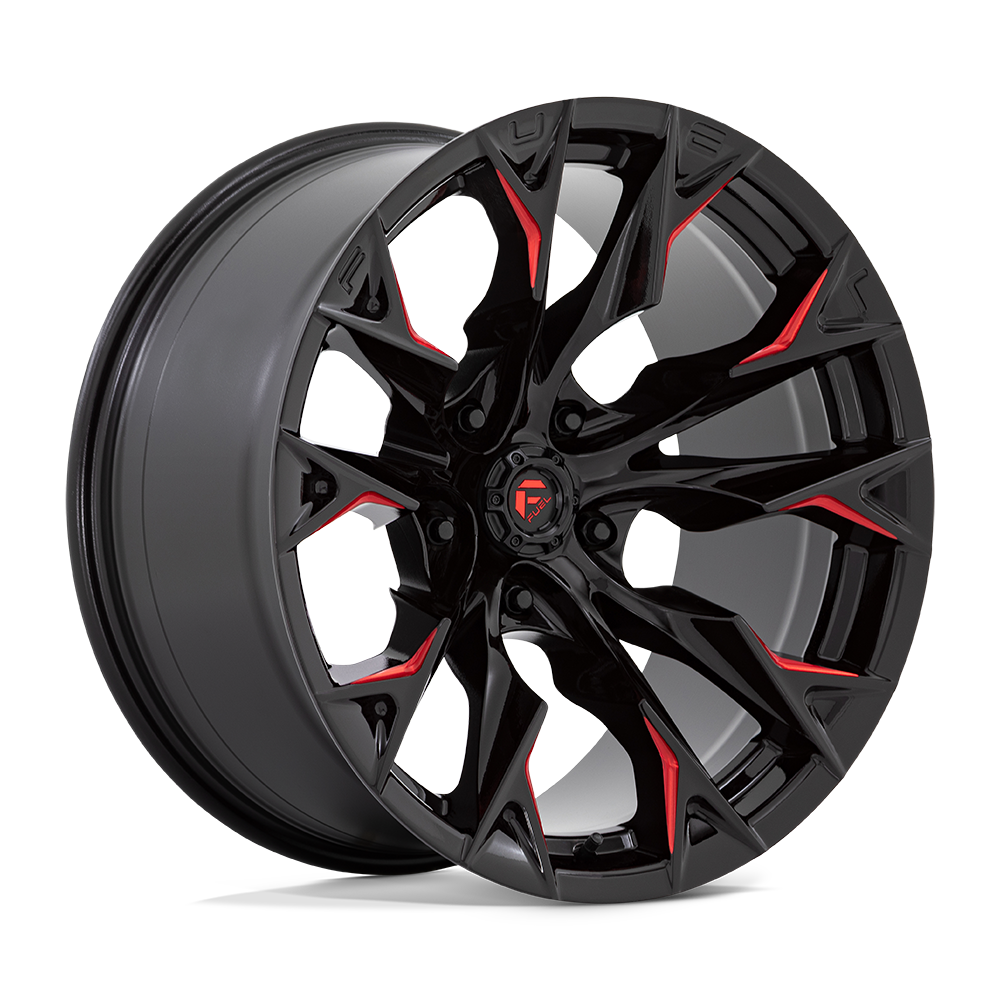 Fuel 1PC D823 FLAME 22X12 -44 5X127 GLOSS BLACK MILLED WITH CANDY RED