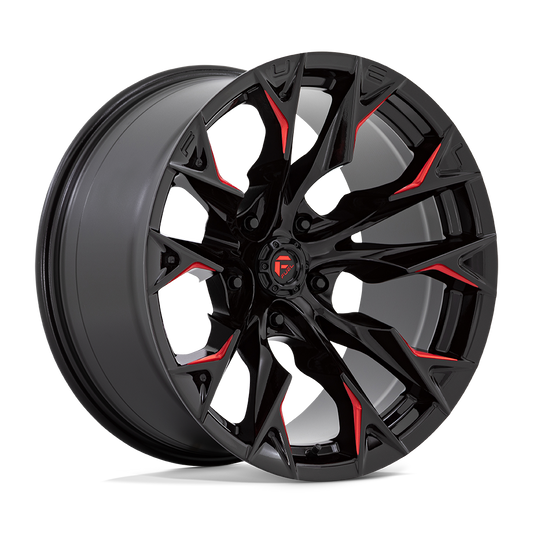 Fuel 1PC D823 FLAME 24X12 -44 5X127 GLOSS BLACK MILLED WITH CANDY RED