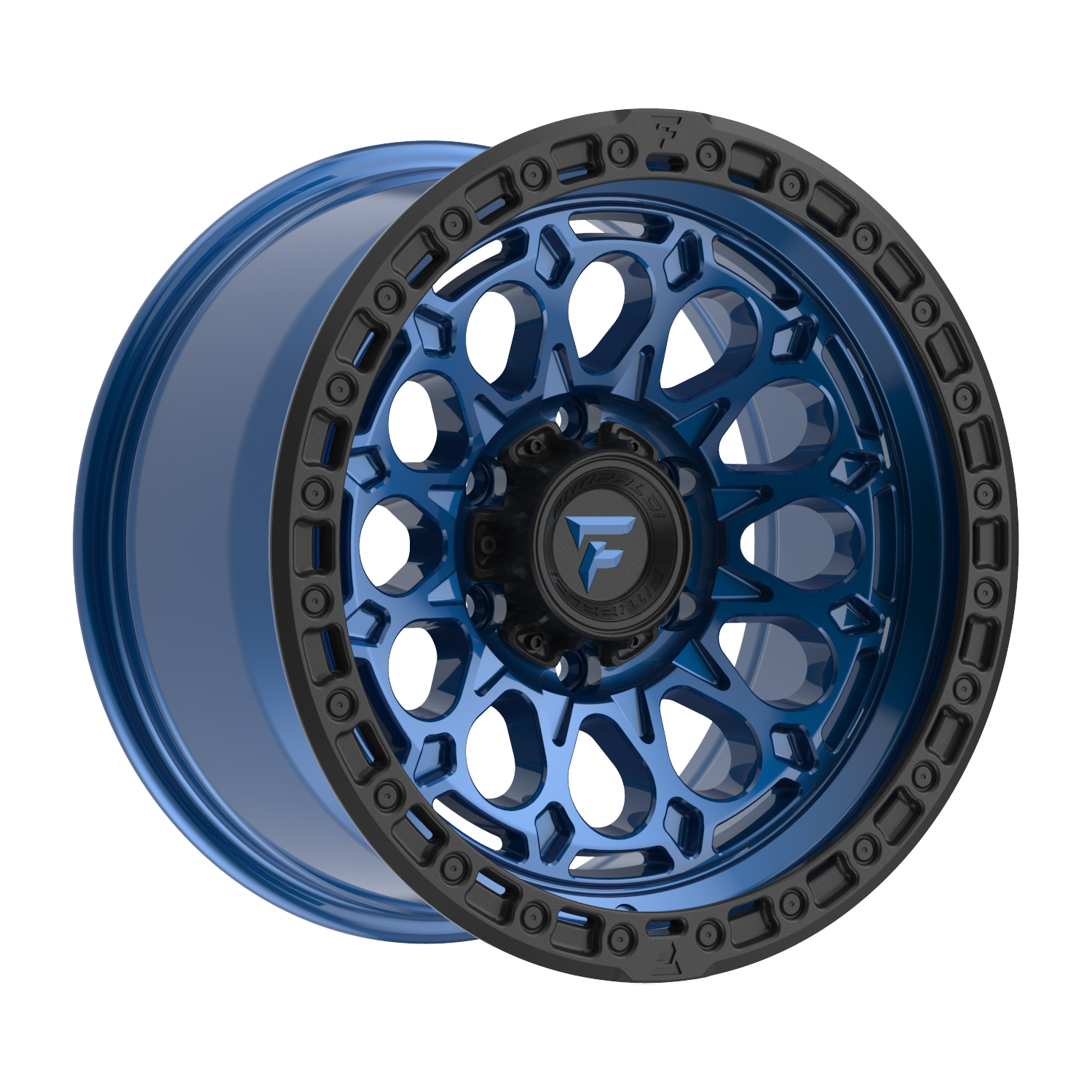FITTIPALDI OFFROAD FT101BLB 17X9, PCD 6X5.50, ET -12, CB 106.2-GLOSS BLUE WITH SATIN BLACK RING