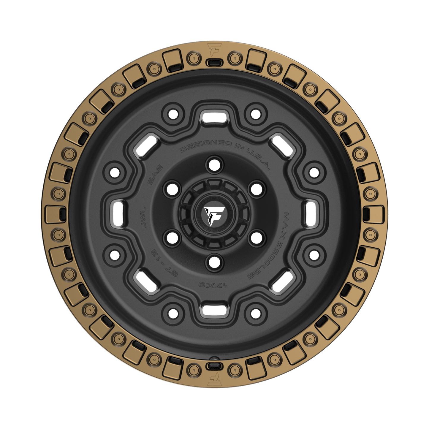 FITTIPALDI OFFROAD FT100BZ 17X9, PCD 6X5.50, ET -12, CB 106.2-SATIN BLACK WITH BRONZE RING