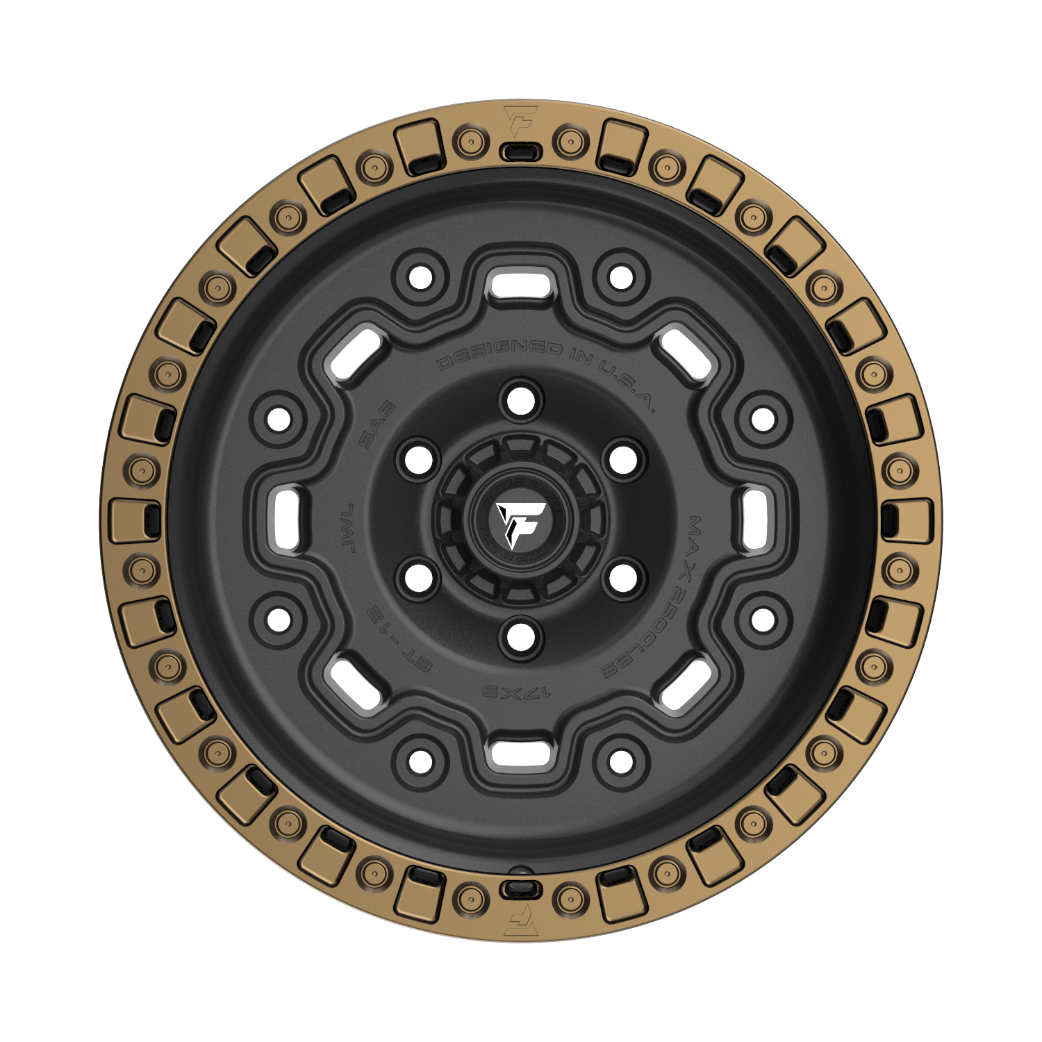 FITTIPALDI OFFROAD FT100BZ 17X9, PCD 6X5.50, ET -12, CB 106.2-SATIN BLACK WITH BRONZE RING