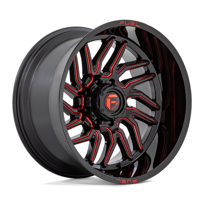 Fuel 1PC D808 HURRICANE 22X12 -44 5X139.7 GLOSS BLACK MILLED RED TINT