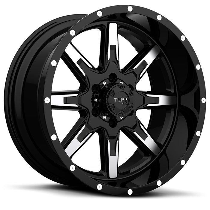Tuff T15 22X10 5 5X127/5X5.0 GLOSS BLACK W/ MACHINED FACE