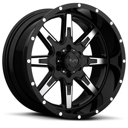 Tuff T15 22X10 5 5X127/5X5.0 GLOSS BLACK W/ MACHINED FACE