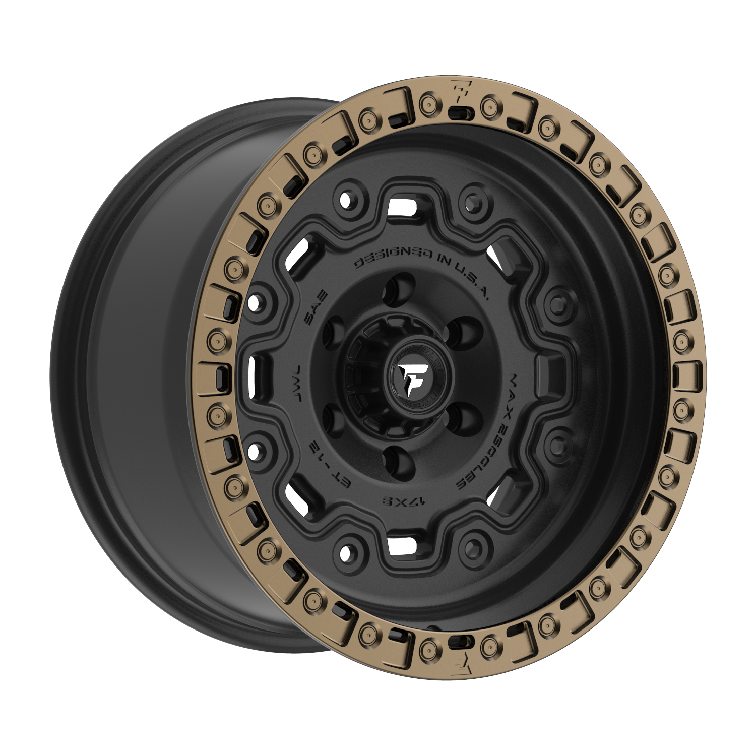 FITTIPALDI OFFROAD FT100BZ 17X9, PCD 6X5.50, ET -12, CB 106.2-SATIN BLACK WITH BRONZE RING