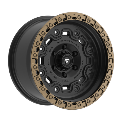 FITTIPALDI OFFROAD FT100BZ 17X9, PCD 6X5.50, ET -12, CB 106.2-SATIN BLACK WITH BRONZE RING