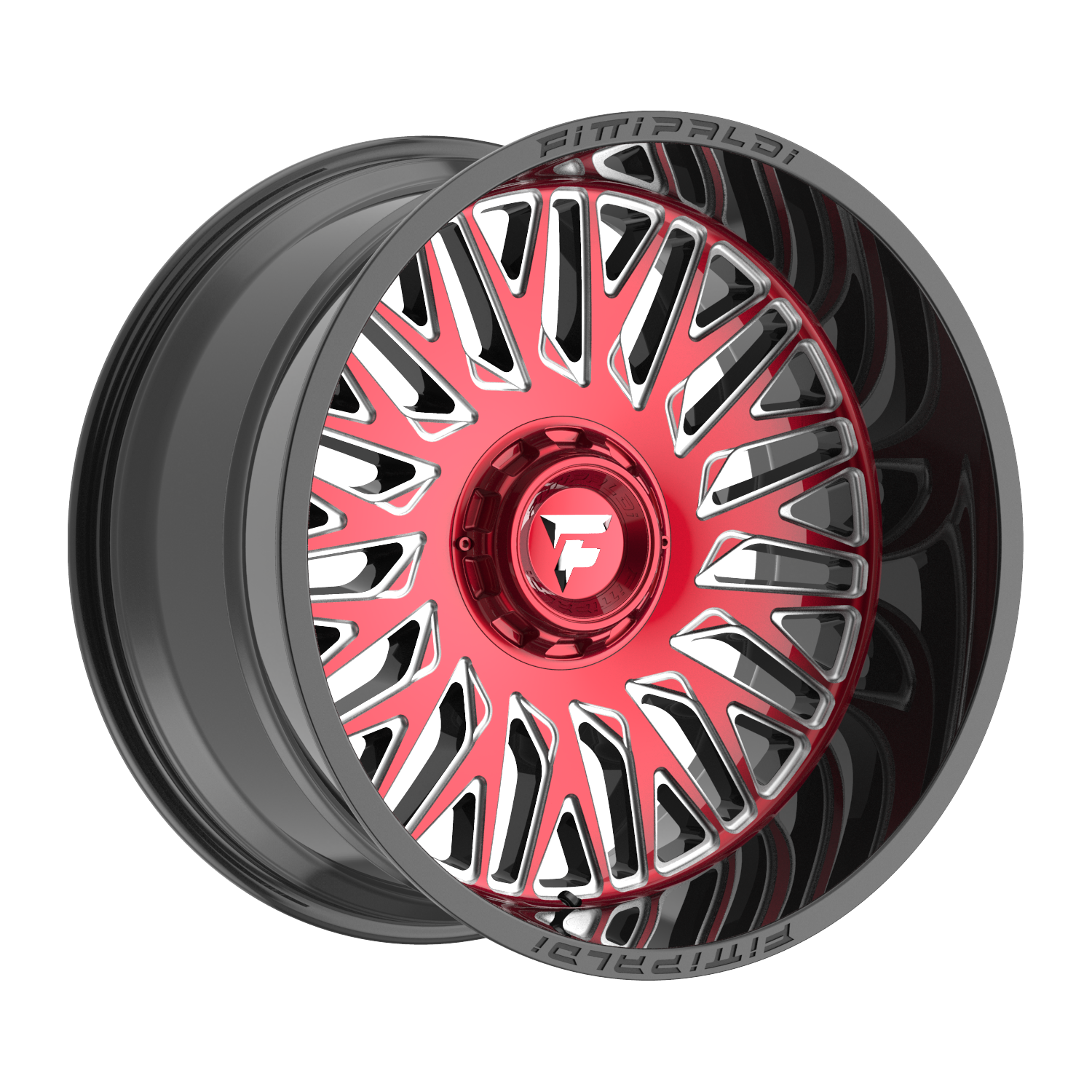 FITTIPALDI OFFROAD FA07MBRM 22X12, PCD 6X135/6X5.50, ET -44, CB 106.2-GLOSS BLACK MACHINED FACE, RED TINT, AND MILLED WINDOWS