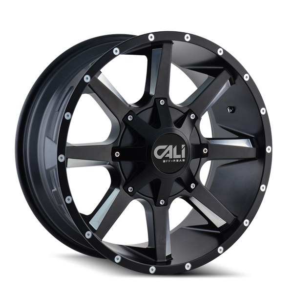 CALI OFF-ROAD BUSTED 9100 22X12 -44MM 6x135/6x139.7 106MM SATIN BLACK/MILLED SPOKES