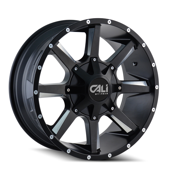 CALI OFF-ROAD BUSTED 9100 22X12 -47MM 6x135/6x139.7 106MM SATIN BLACK/MILLED SPOKES