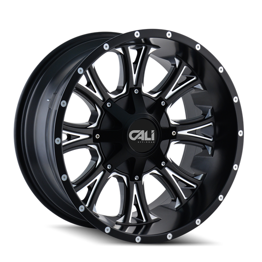 CALI OFF-ROAD AMERICANA 9101 22X14 -76MM 8x165.1/8x170 130.8MM SATIN BLACK/MILLED SPOKES