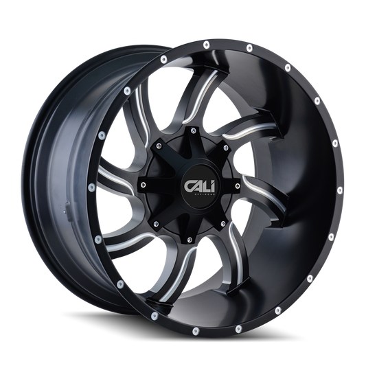 CALI OFF-ROAD TWISTED 9102 20X9 18MM 8x180 124.1MM SATIN BLACK/MILLED SPOKES