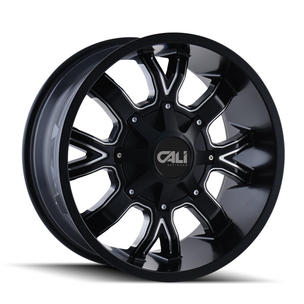 CALI OFF-ROAD DIRTY 9104 20X9 0MM 8x165.1/8x170 130.8MM SATIN BLACK/MILLED SPOKES