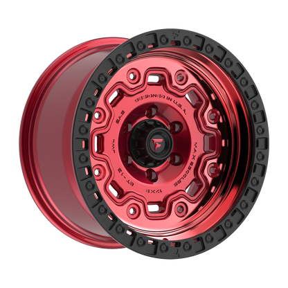 FITTIPALDI FT100RTB 17X9, PCD 6X5.50, ET-12, CB 106.2-MACHINED W/ GLOSS RED TINT & SATIN BLACK RING