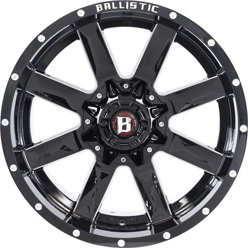 Ballistic 959 Rage 24x14 -81 8x170/8x6.5 Gloss Black/Milled