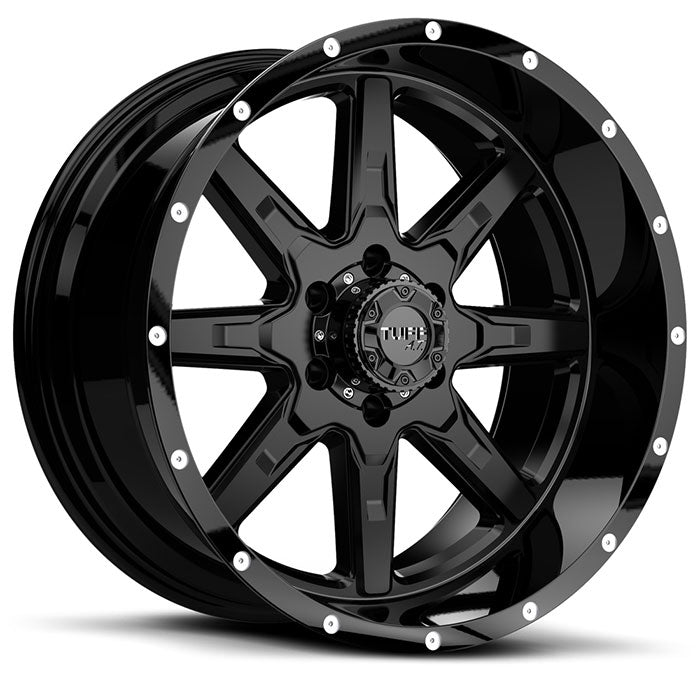 Tuff T15 16X8 -13 6X139.7/6X5.5 SATIN BLACK W/ GLOSS BLACK LIP