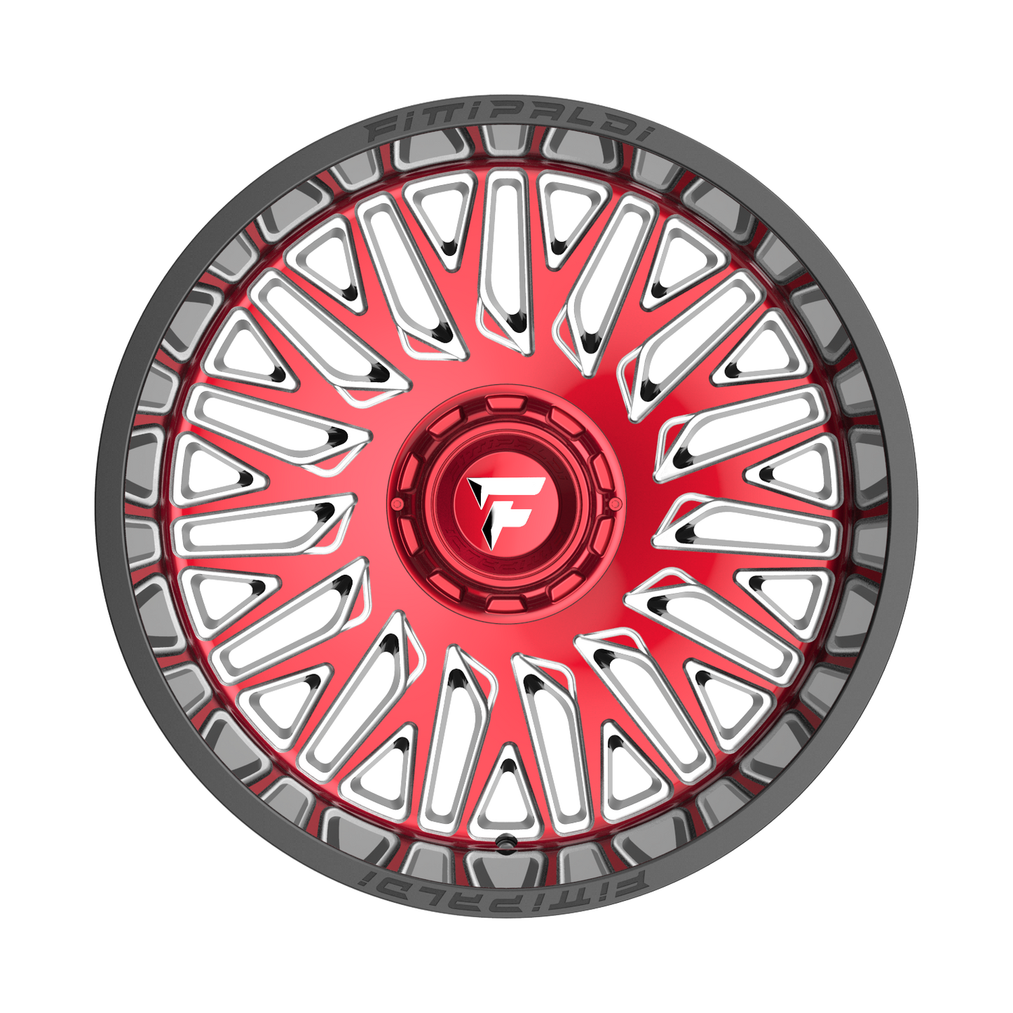 FITTIPALDI OFFROAD FA07MBRM 22X12, PCD 6X135/6X5.50, ET -44, CB 106.2-GLOSS BLACK MACHINED FACE, RED TINT, AND MILLED WINDOWS