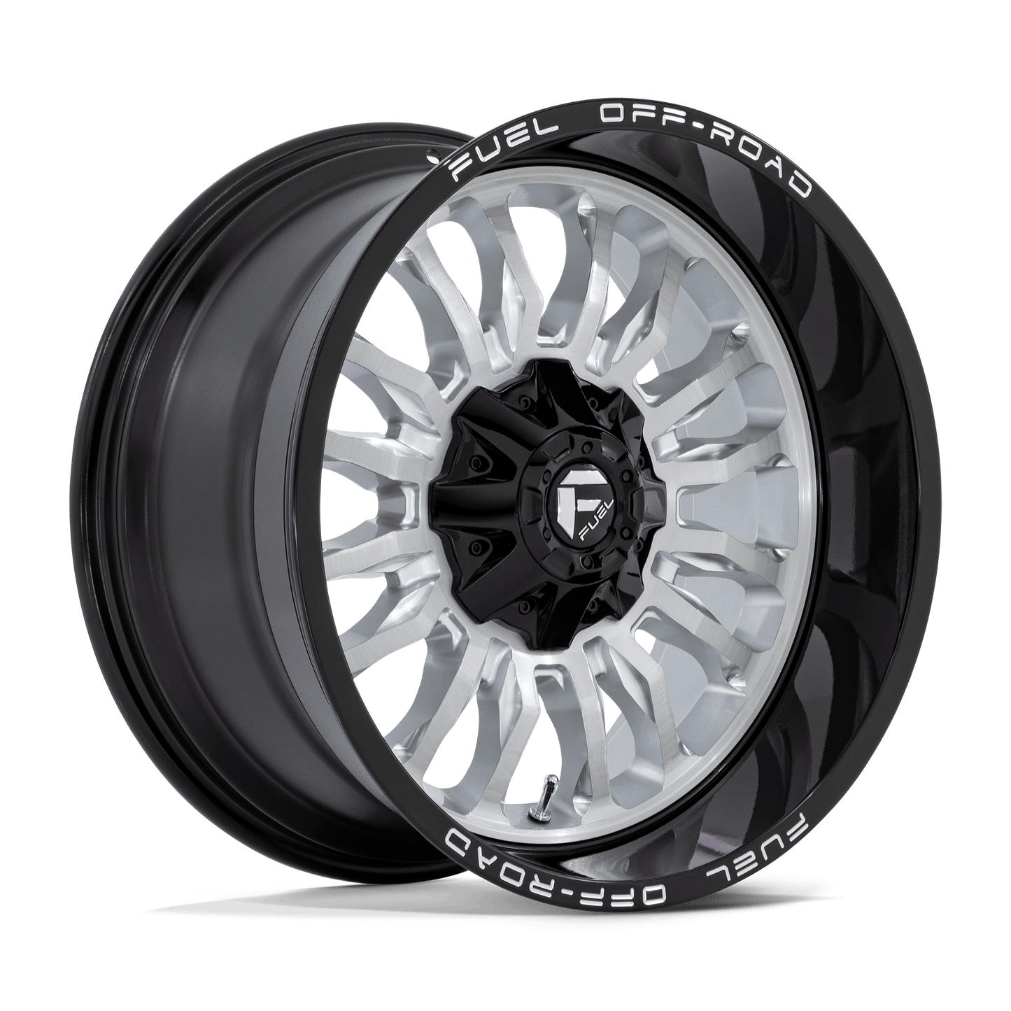 FUEL 1PC D798 ARC 20X10 -18 6X135/6X139.7 SILVER BRUSHED FACE WITH MILLED BLACK LIP