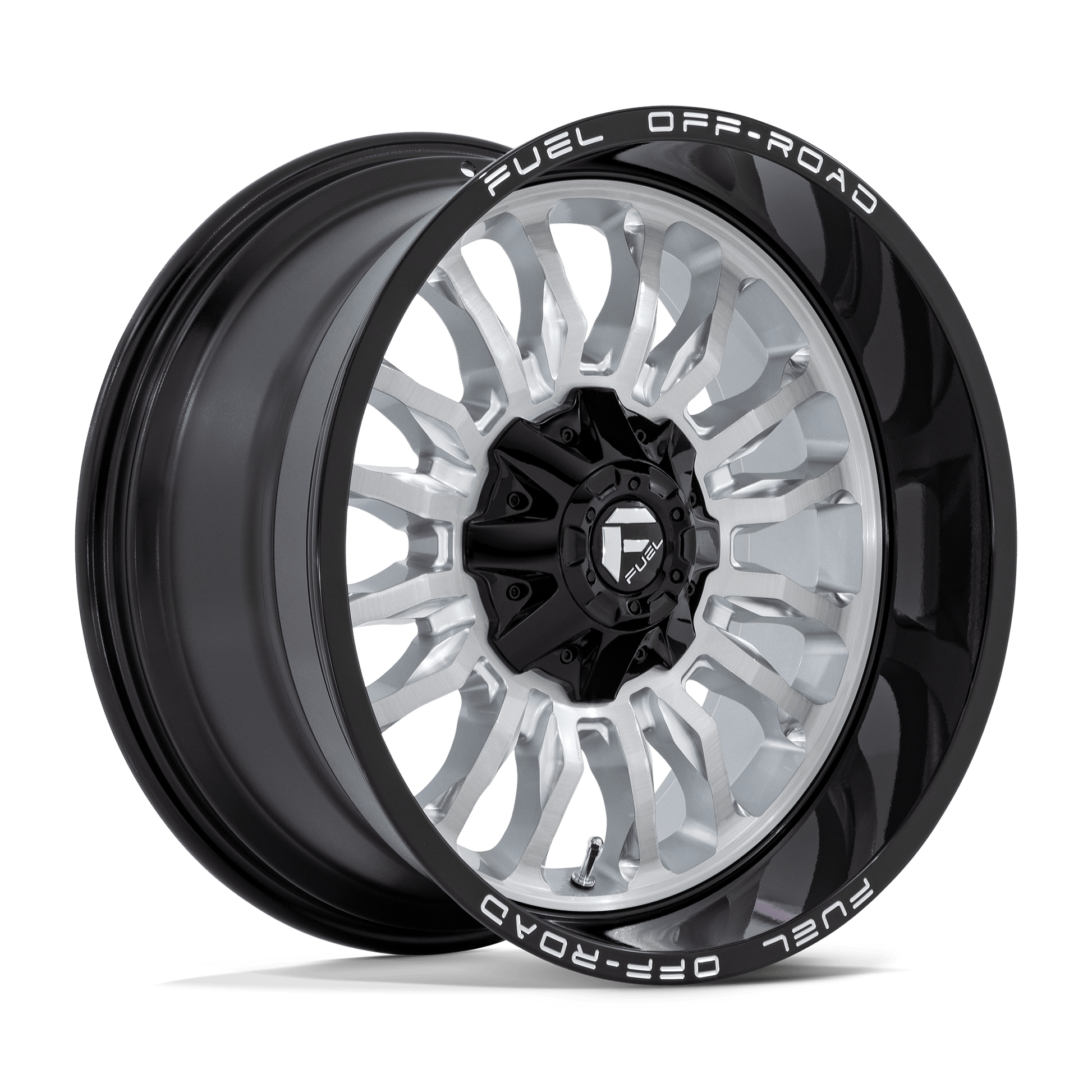 FUEL 1PC D798 ARC 20X10 -18 6X135/6X139.7 SILVER BRUSHED FACE WITH MILLED BLACK LIP