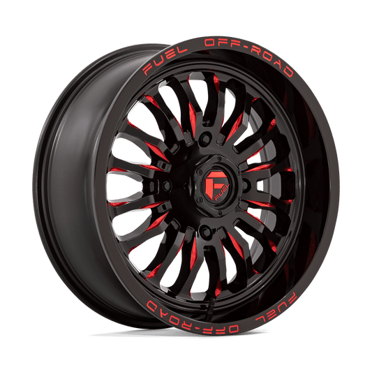 FUEL UTV D822 ARC UTV 18X7 13 4X156 GLOSS BLACK MILLED RED