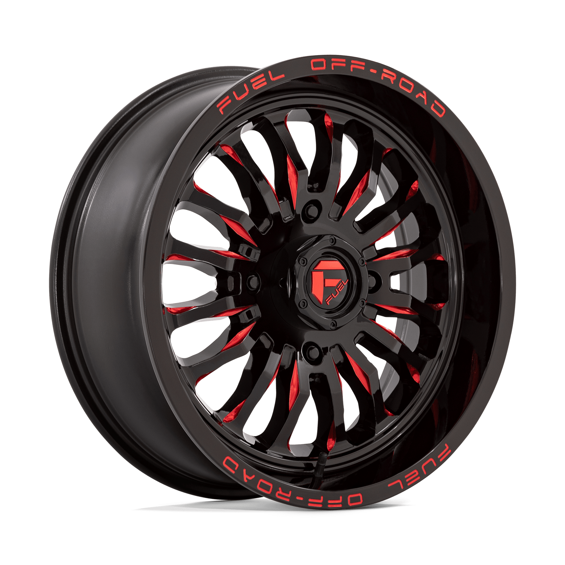 FUEL UTV D822 ARC UTV 18X7 13 4X137 GLOSS BLACK MILLED RED