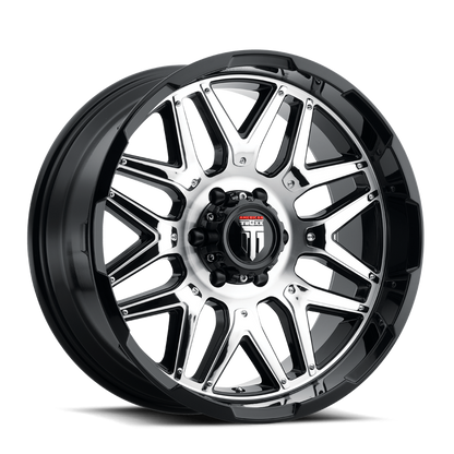 AMERICAN TRUXX GRIND AT151 20x9 -12 5x139.7 GLOSS BLACK/MACHINED W/ CHROME INSERT