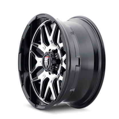 AMERICAN TRUXX GRIND AT151 20x9 -12 5x139.7 GLOSS BLACK/MACHINED W/ CHROME INSERT