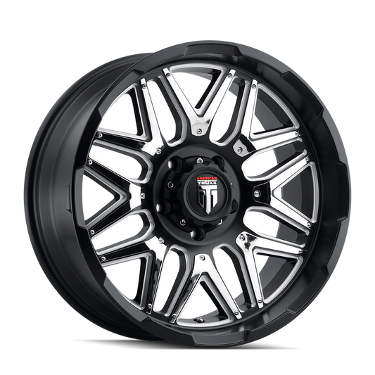 AMERICAN TRUXX GRIND AT151 20X9 -12 5x127 MATTE BLACK/MILLED W/ CHROME INSERT