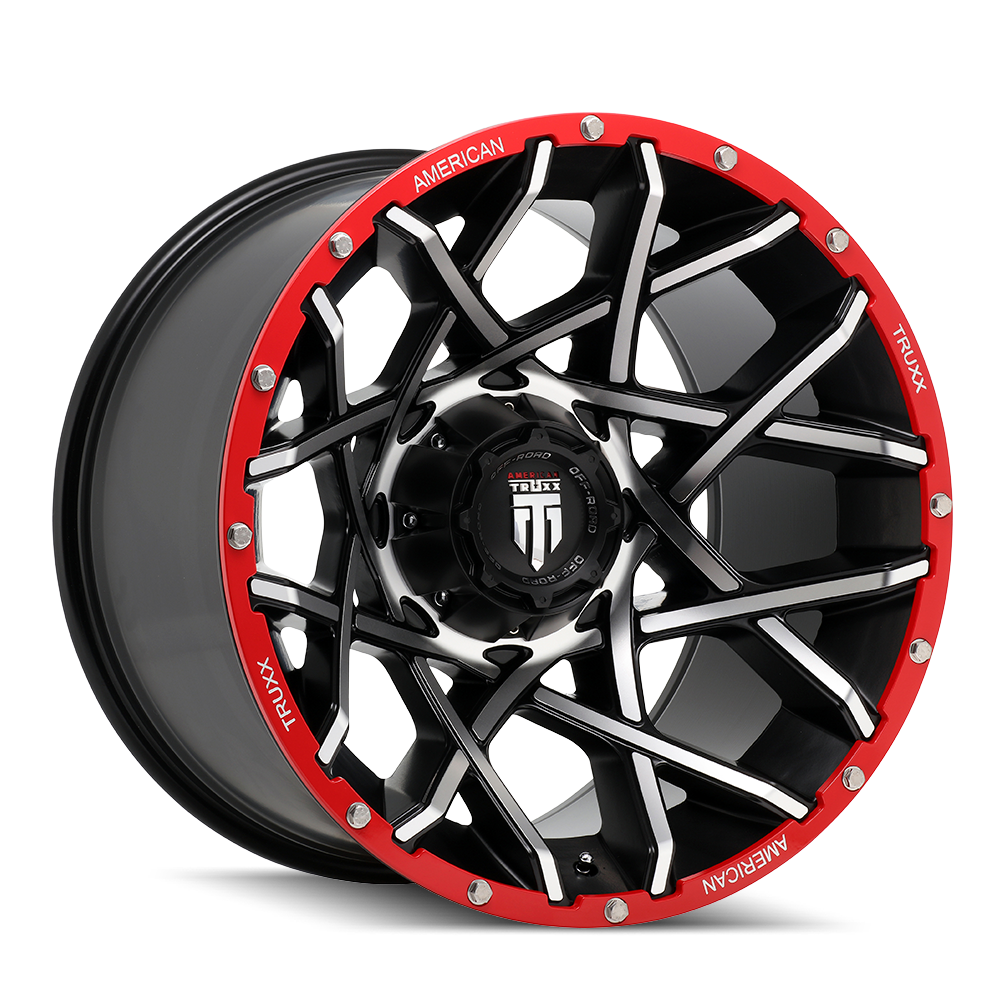 AMERICAN TRUXX GRIDLOCK AT1901 20X12 -44 6x135/6x139.7 BLACK/MACHINED/RED BEADLOCK
