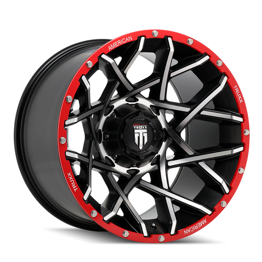 AMERICAN TRUXX GRIDLOCK AT1901 20X12 -44 5x127/5x139.7 BLACK/MACHINED/RED BEADLOCK