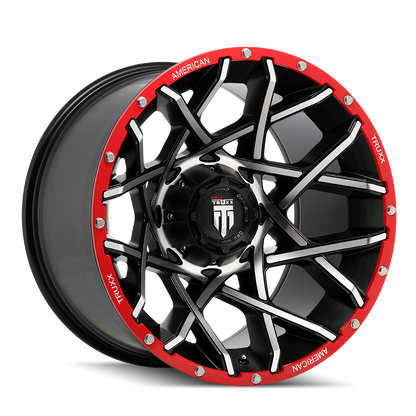 AMERICAN TRUXX GRIDLOCK AT1901 20x12 -44 8x180 BLACK/MACHINED/RED BEADLOCK