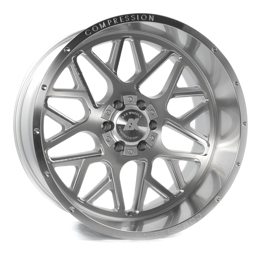 AXE Compression Forged Off-Road AX5.1 24x12 -44 6x135/6x139.7 (6x5.5) Silver Brush Milled