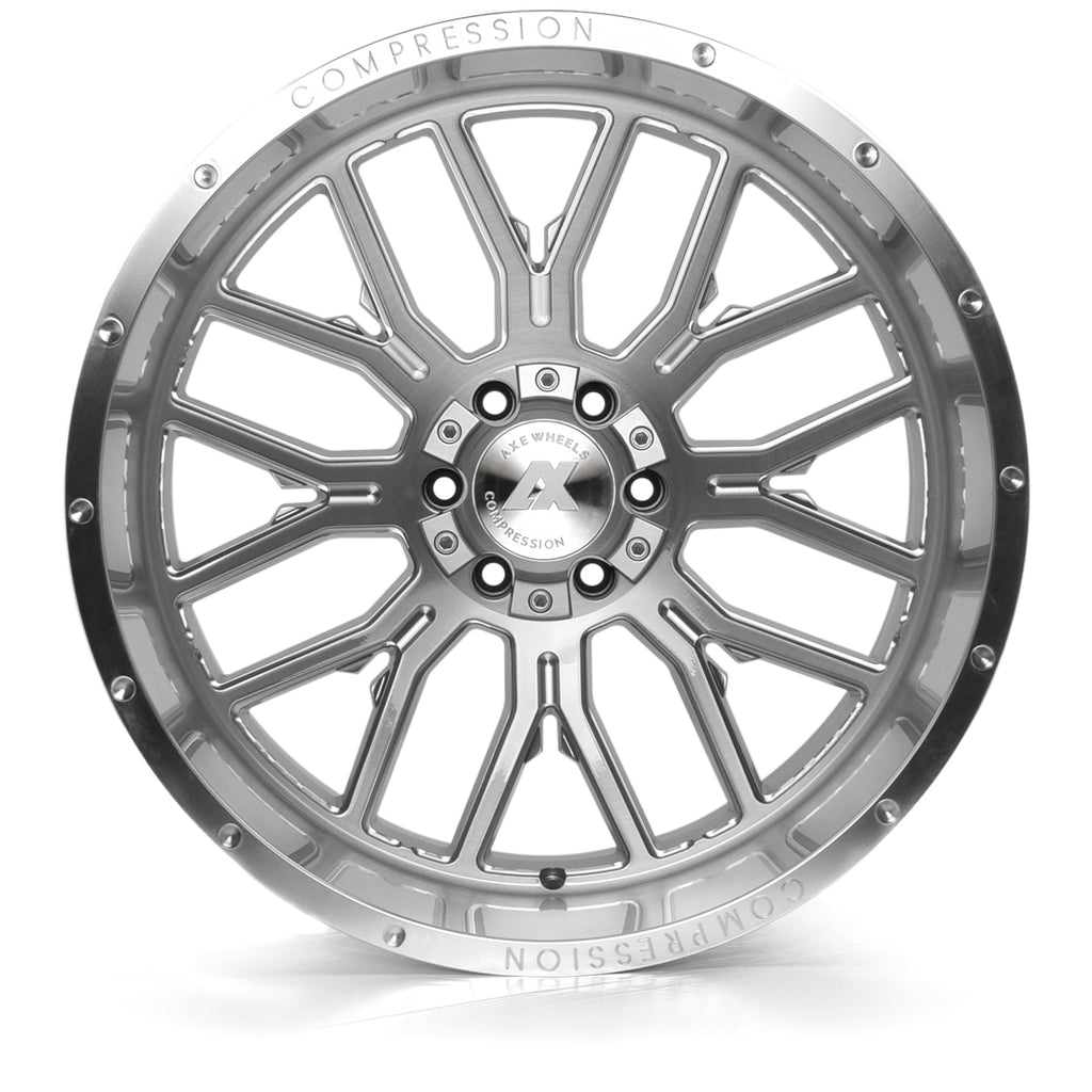 AXE Compression Forged Off-Road AX6.1 26x14 -76 5x127 (5x5)/5x139.7 (5x5.5) Silver Brush Milled