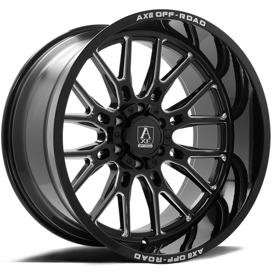 AXE ATLAS 22X12 -44 8x165 GLOSS BLACK MILLED