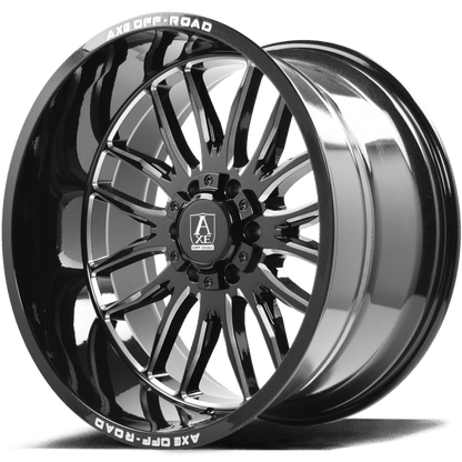 AXE Off-Road Hades 22x12 -44 6X135/6X139.7 (6X5.5) Gloss Black Milled W/ 285/45R22 Lexani LX-Thirty