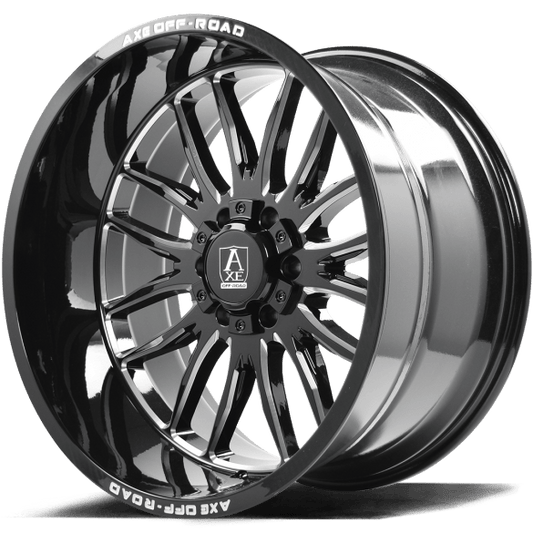AXE Off-Road Hades 22x12 -44 6X135/6X139.7 (6X5.5) Gloss Black Milled W/ 285/45R22 Lexani LX-Thirty