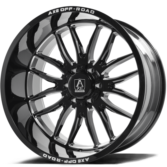AXE Off-Road Hades 22x12 -44 6X135/6X139.7 (6X5.5) Gloss Black Milled W/ 285/45R22 Lexani LX-Thirty