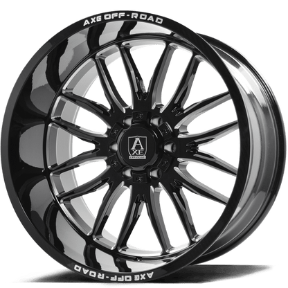 AXE Off-Road Hades 22x12 -44 6X135/6X139.7 (6X5.5) Gloss Black Milled W/ 285/45R22 Lexani LX-Thirty