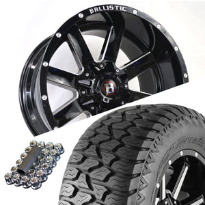 Ballistic 959 20x12 ET-44 8x165.1(8x6.5)/8x170 Gloss Black Milled (Wheel and Tire Package)
