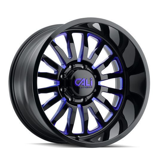 CALI OFF-ROAD SUMMIT 9110 24X14 -76MM 6x139.7 106MM GLOSS BLACK/BLUE MILLED SPOKES