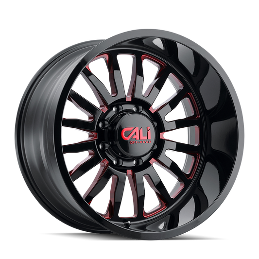 CALI OFF-ROAD SUMMIT 9110 20X12 -51MM 5x139.7 87.1MM GLOSS BLACK/RED MILLED SPOKES