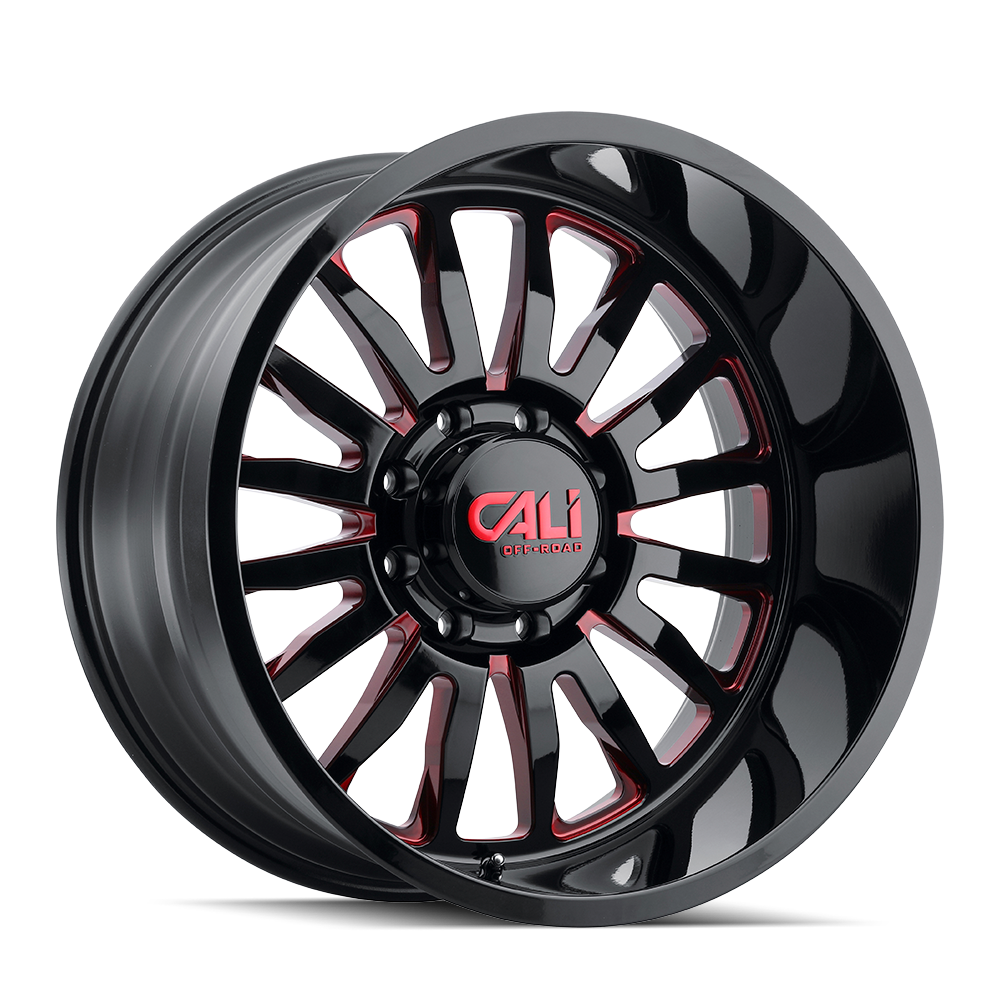 CALI OFF-ROAD SUMMIT 9110 20X9 0MM 8x165.1 125.2MM GLOSS BLACK/RED MILLED SPOKES