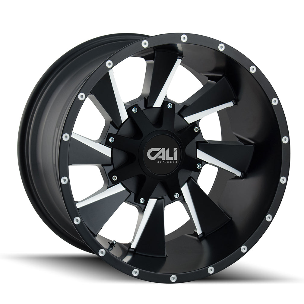 CALI OFF-ROAD DISTORTED 9106 24X12 -47MM 6x135/6x139.7 106MM SATIN BLACK/MILLED SPOKES