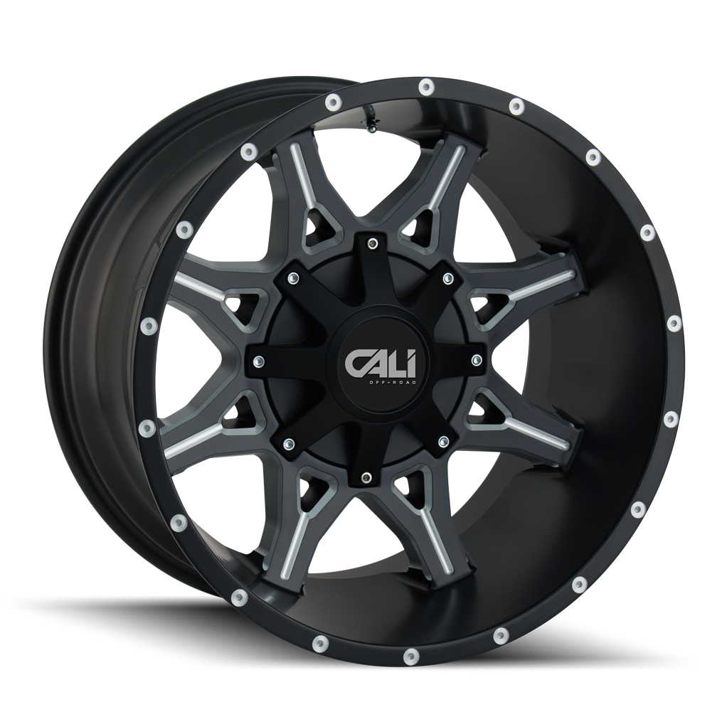 CALI OFF-ROAD OBNOXIOUS 9107 20X12 -44MM 8x180 124.1MM SATIN BLACK/MILLED SPOKES