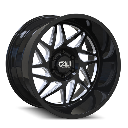 CALI OFF-ROAD GEMINI 9112 24X14 -76MM 6x139.7 106MM GLOSS BLACK/MILLED SPOKES