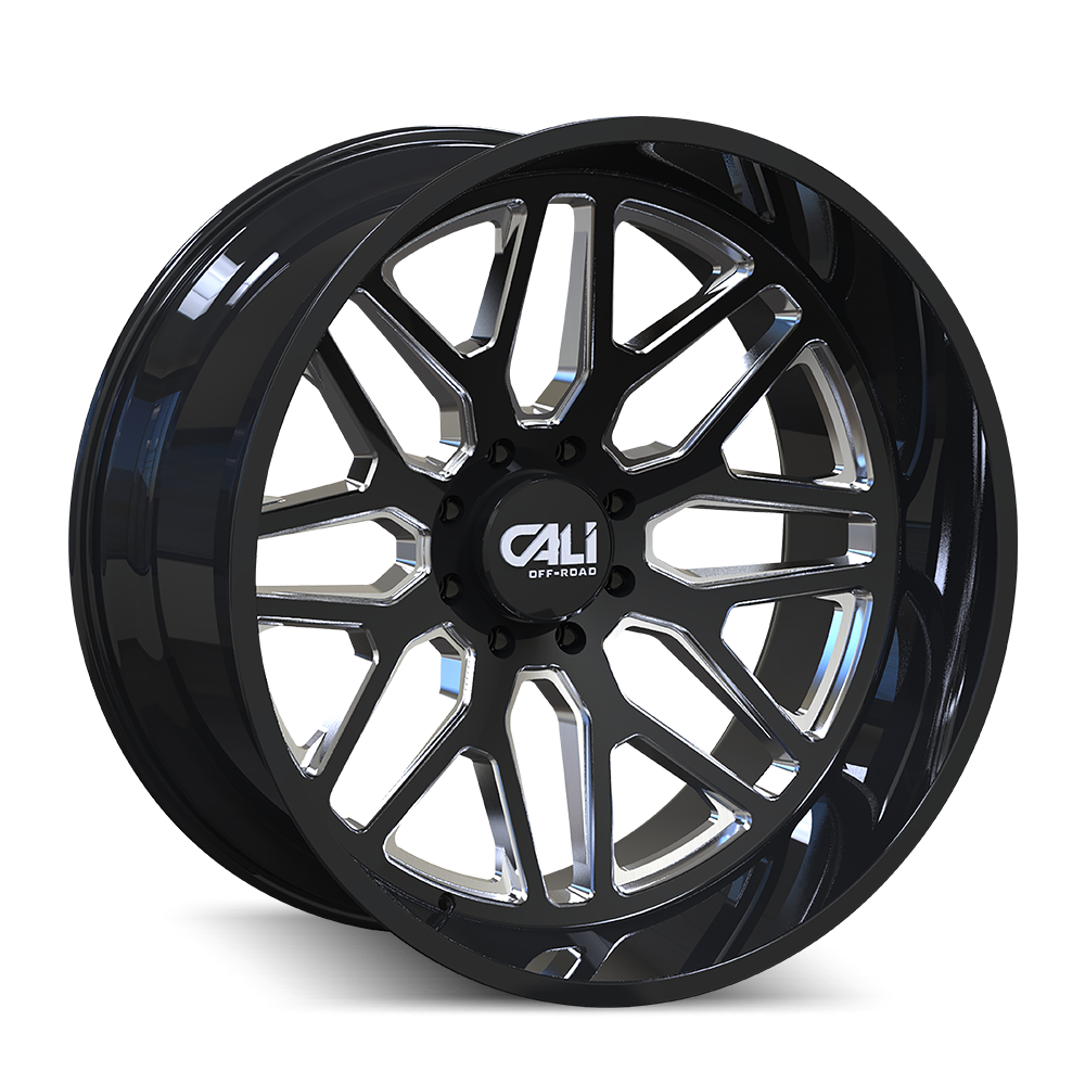 CALI OFF-ROAD INVADER 9115 20X10 -25 5x150 GLOSS BLACK/MILLED SPOKES